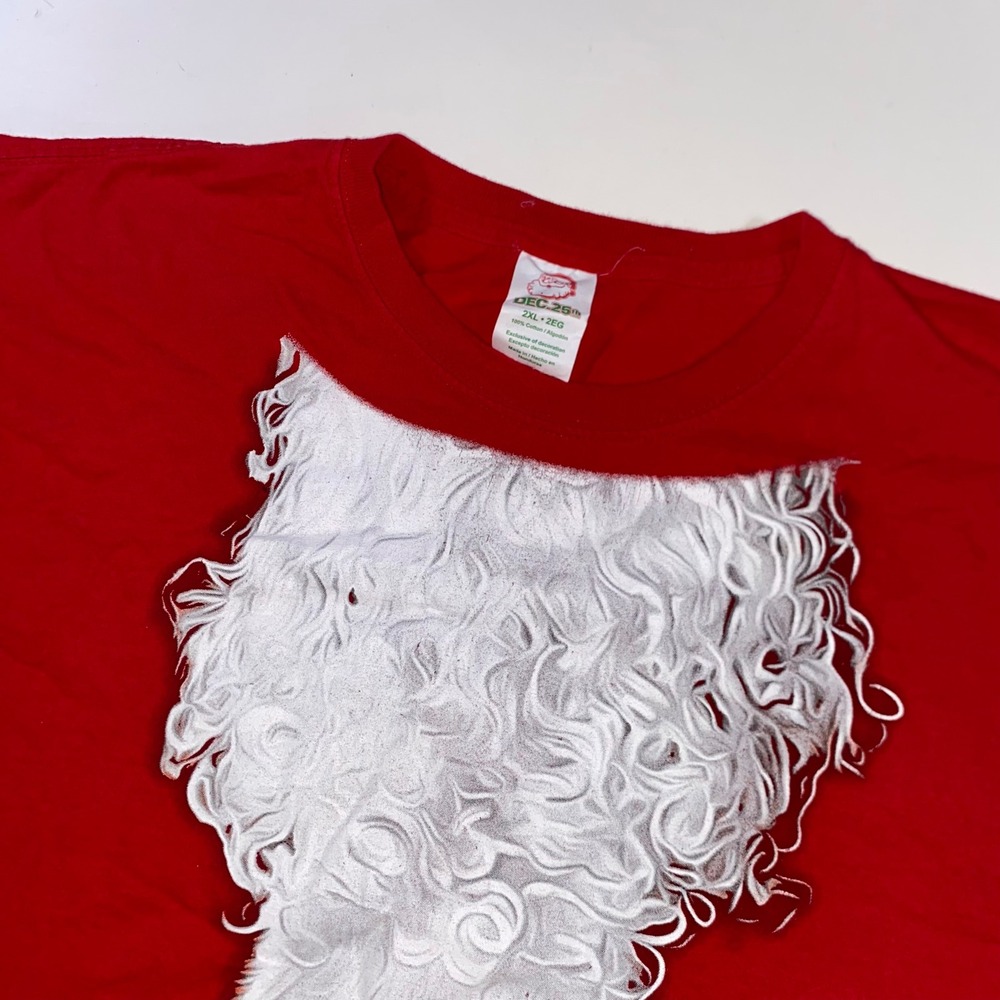 Dec. 25th Mens Red Santa Claus Suit Graphic T-Shirt Christmas Holiday 2XL